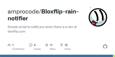 It opens up a chrome webbrowser then clicks the <b>rain</b> button accordingly. . Bloxflip rain notifier github